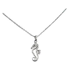 Collier à breloque cheval de plage en or 14 carats et diamants - Bijoux nautiques