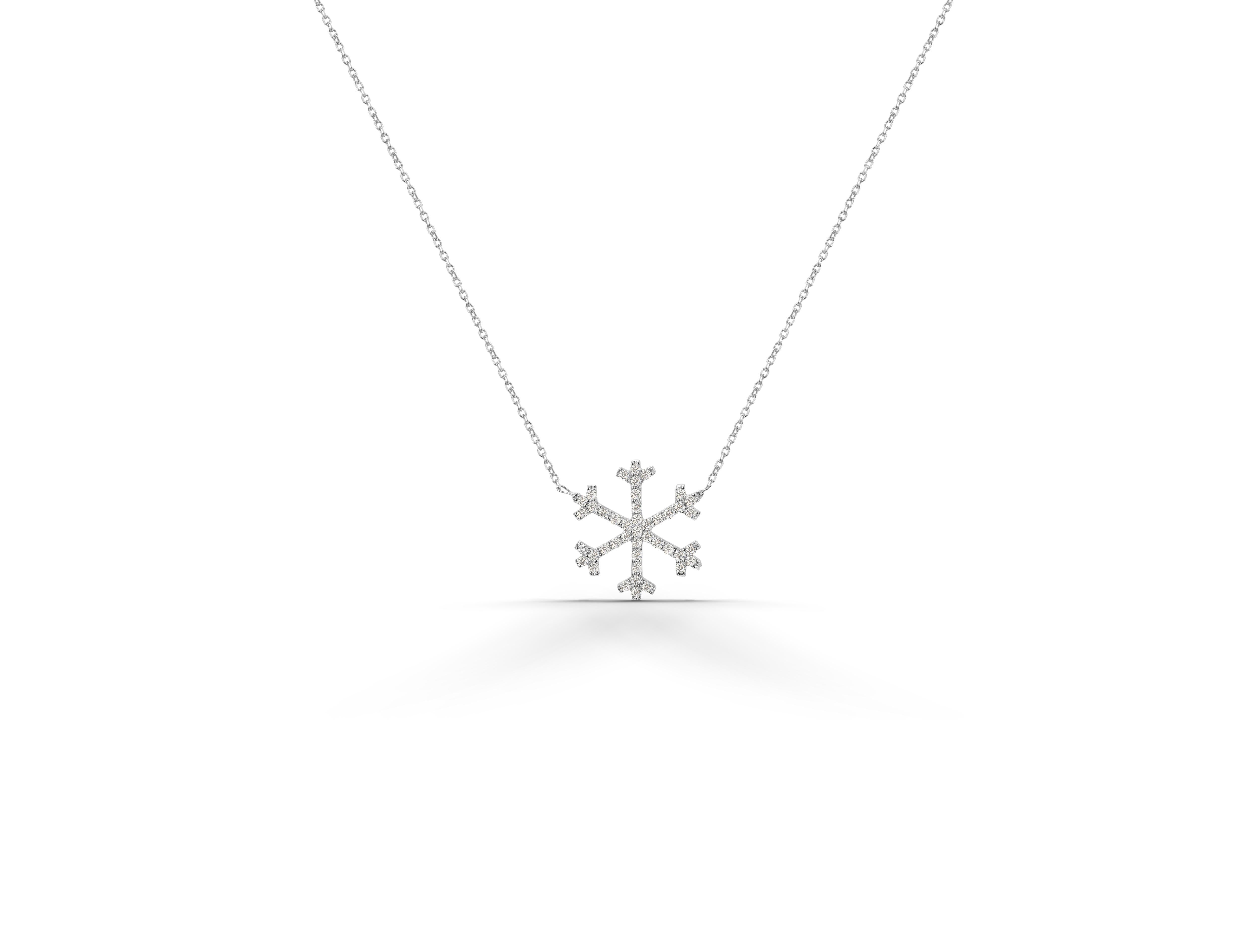 Diamond Snowflake Necklace is made of 14k solid gold.
Available in three colors of gold:  White Gold / Yellow Gold / Rose Gold.

Lightweight and gorgeous, these are a great gift for anyone on your list. Perfect for everyday wear or for those who