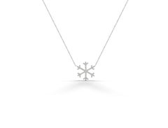 14k Gold Diamond Snowflake Necklace Winter Snowflake Christmas Gift