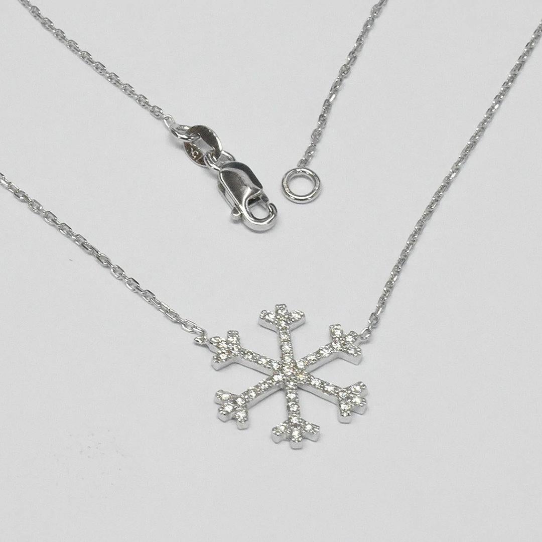 Women's or Men's 14k Gold Diamond Snowflake Necklace Winter Snowflake Christmas Gift For Sale