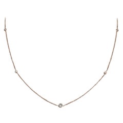 14k Gold Diamond Solitaire Necklace Diamond Station Necklace