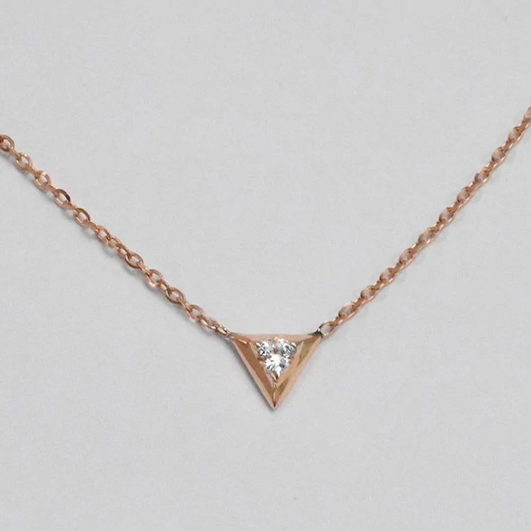 Taille ronde Collier solitaire en or 14 carats avec diamants, cadeau de mariée en vente