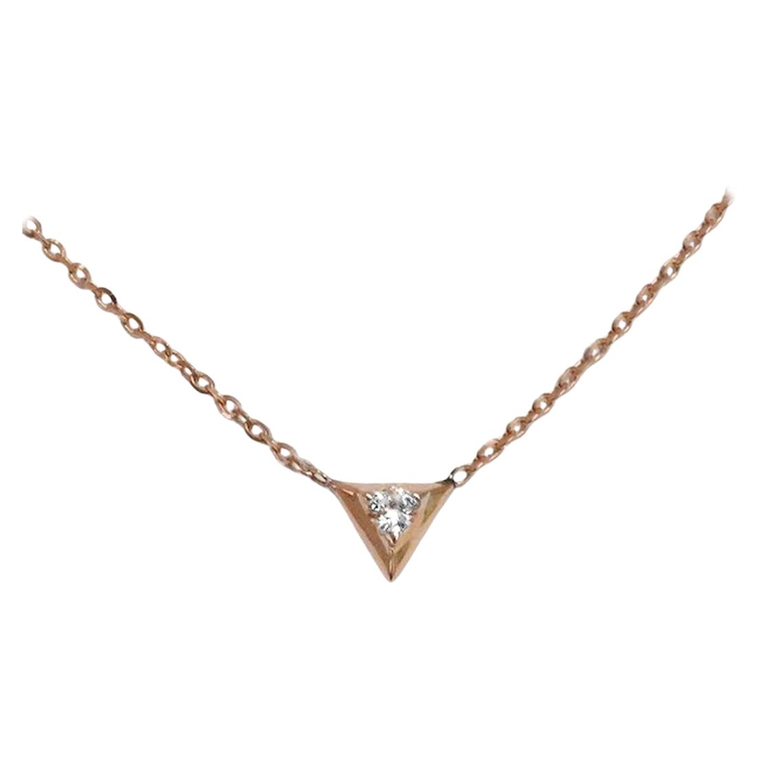 Collana con solitario di diamanti in oro 14k Collana a strati Regalo per la damigella d'onore in vendita