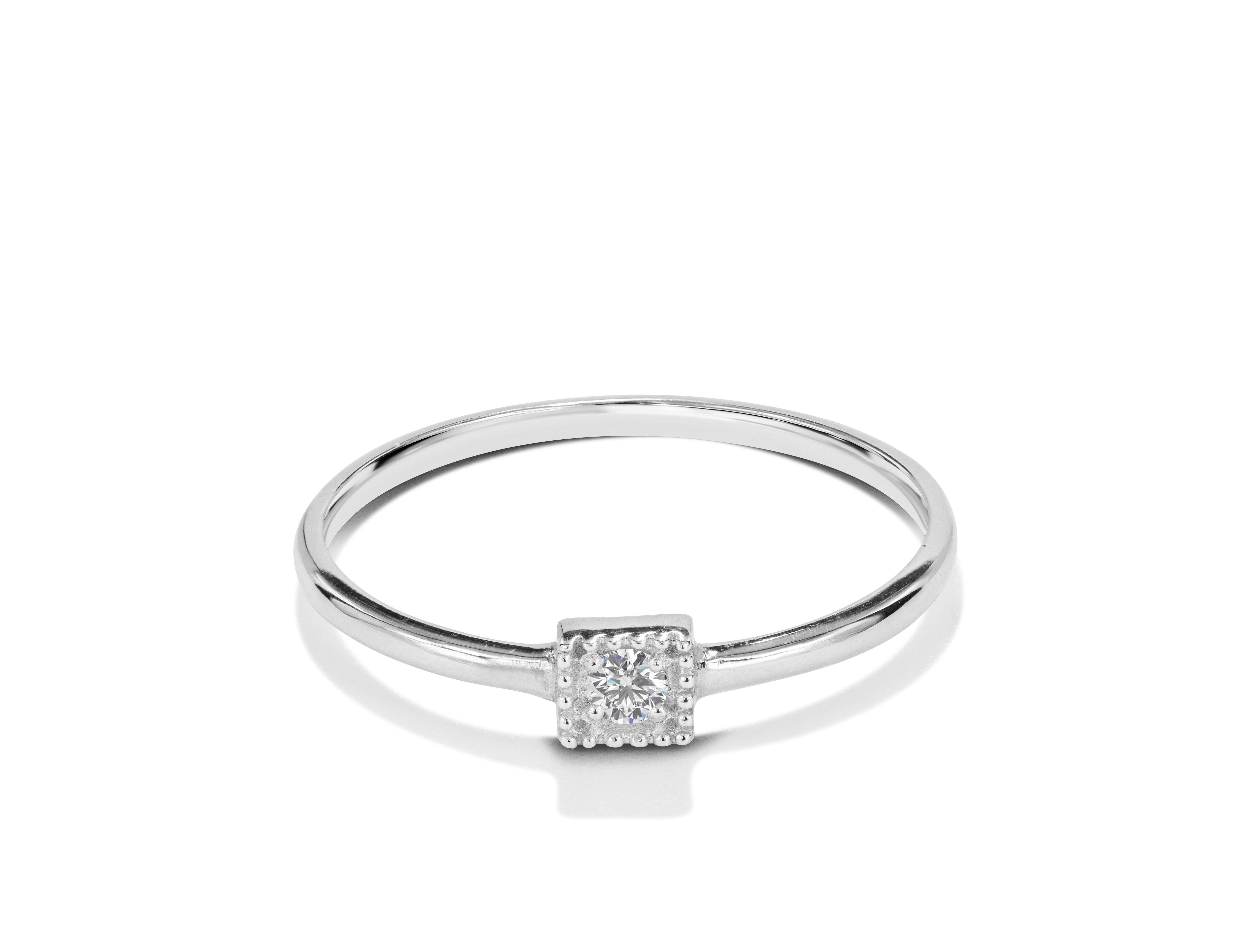 For Sale:  14k Gold Diamond Solitaire Ring Square Diamond Engagement Ring 14