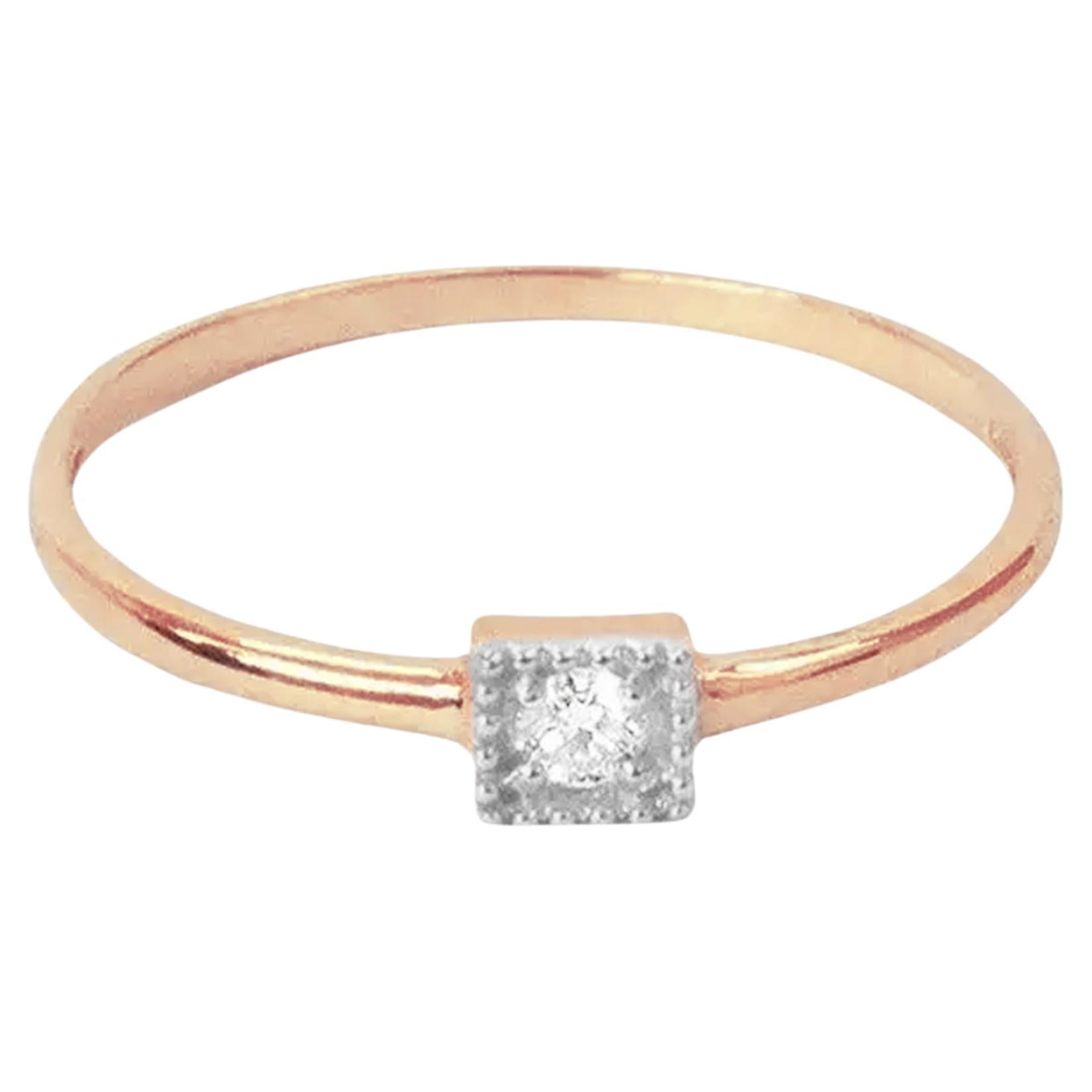 En vente :  Bague de fiançailles solitaire carrée en or 14 carats avec diamants 2