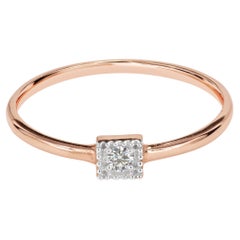 14k Gold Diamant Solitär-Ring Quadratischer Diamant-Verlobungsring