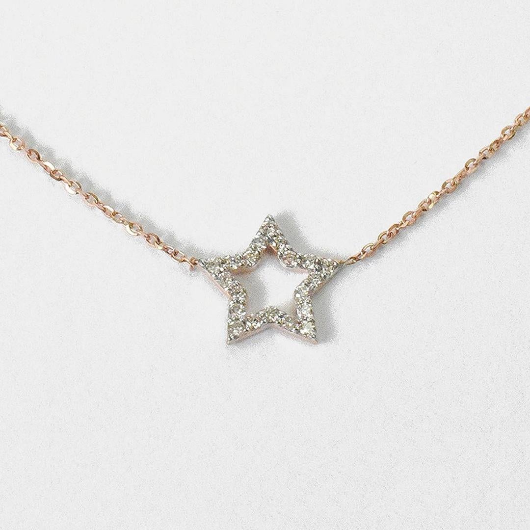Diamond Star Necklace is made of 14K solid gold available in three colors of gold, White Gold / Rose Gold / Yellow Gold.

Lightweight and gorgeous natural genuine round cut diamond. Each diamond is hand selected by me to ensure quality and set by a