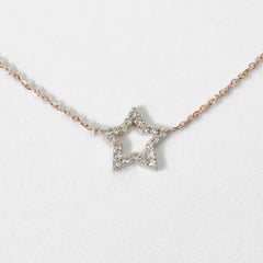 14K Gold Diamond Star Necklace Minimalist Charm Necklace