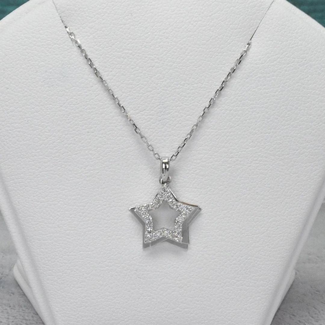Modern 14k Gold Diamond Star Necklace Star of David Necklace Open Star Necklace For Sale