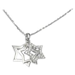 Used 14k Gold Diamond Star Necklace Star of David Necklace Open Star Necklace