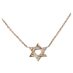 Collar Colgante Estrella de David de Oro de 14k Collar Mínimo de Diamantes