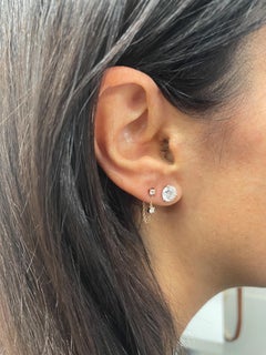 14k Gold & Diamond Stud Chain Earrings