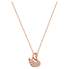 Used 14k Gold Diamond Swan Necklace Lucky Swan Minimal Diamond Necklace