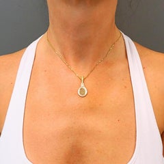 14k Gold Diamond Tennis Racket Pendant Necklace