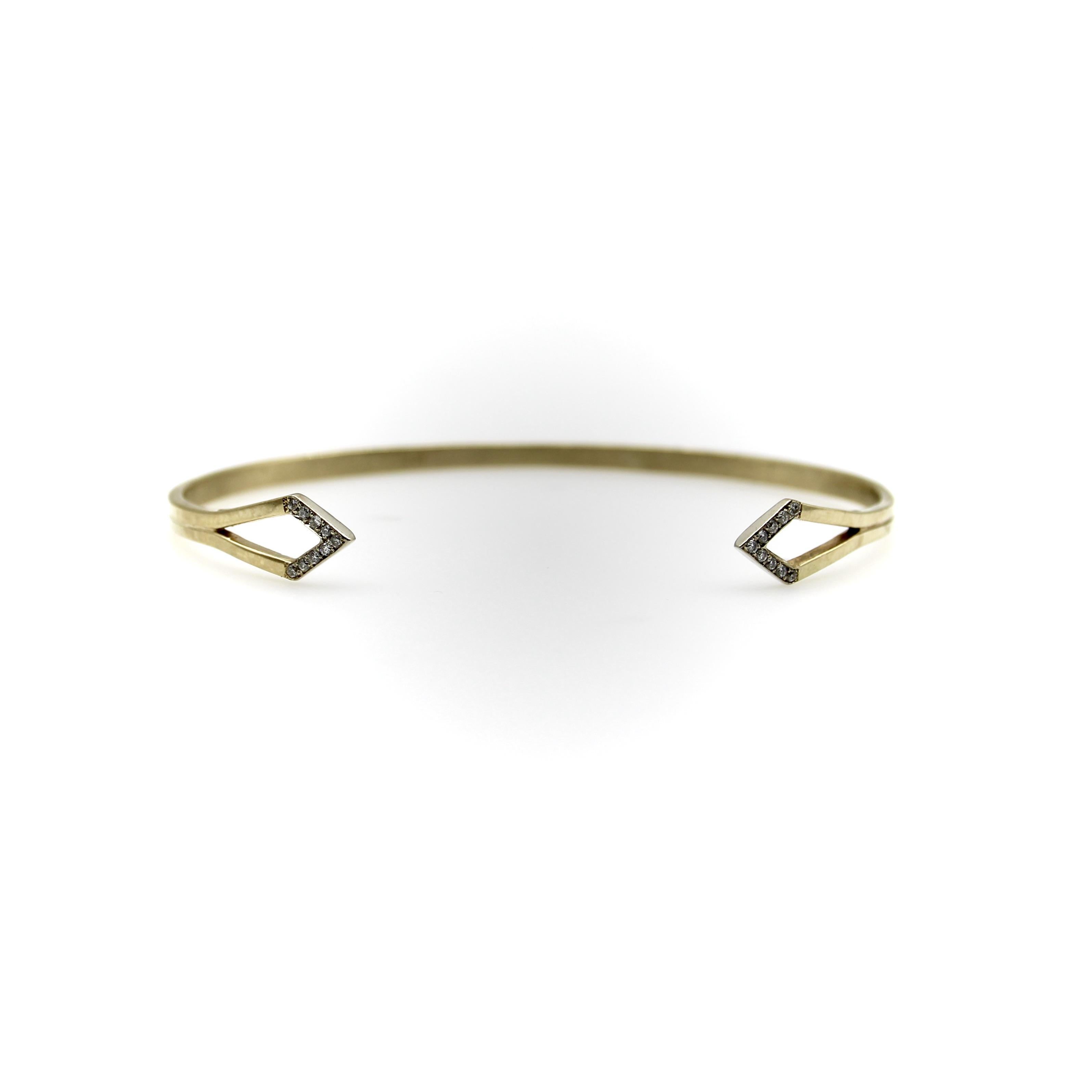 Contemporary 14K Gold Diamond Tipped Cuff Bracelet by Kimberly Doyle For Sale