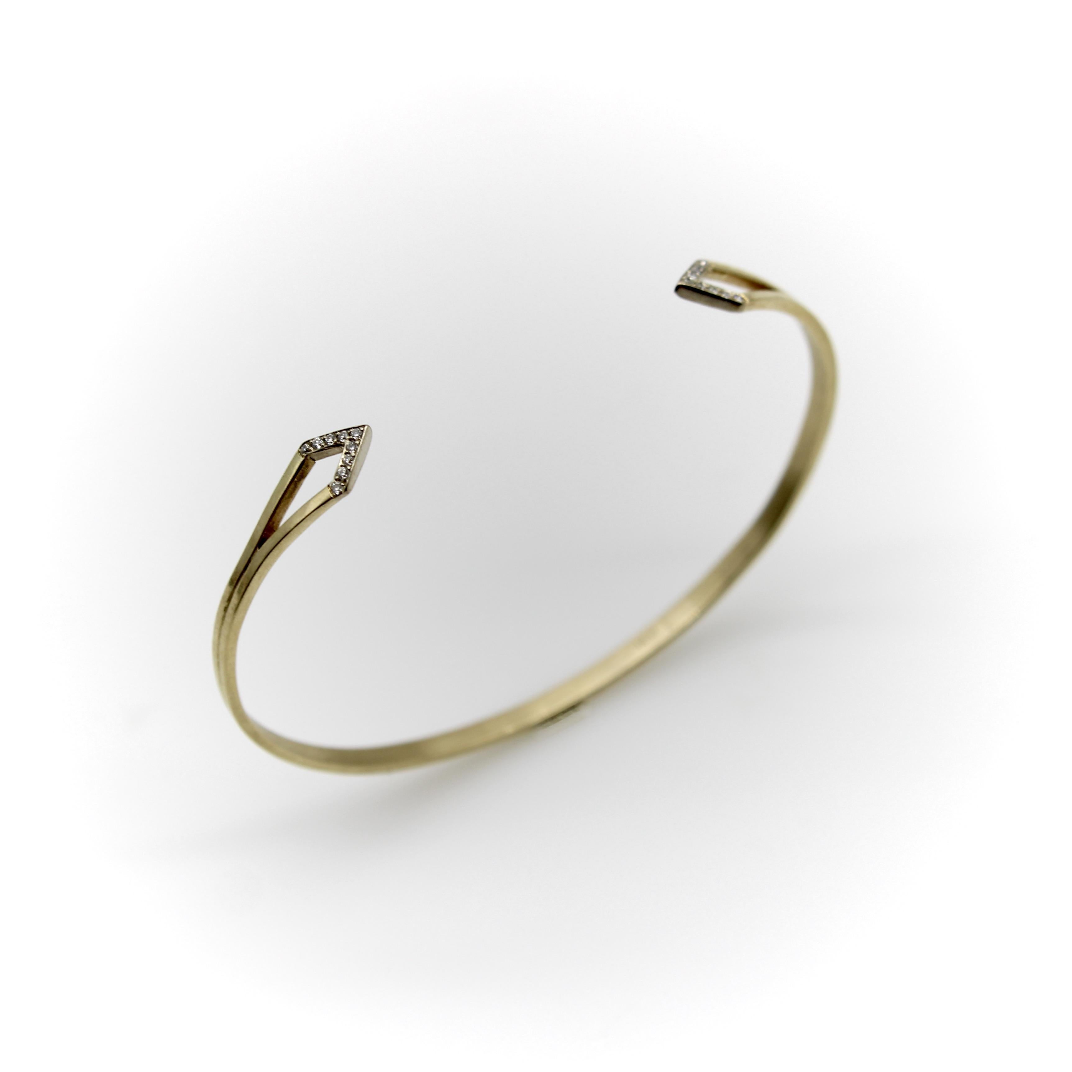 14K Gold Diamond Tipped Cuff Bracelet by Kimberly Doyle For Sale 2