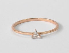 14k Gold Diamond Triangle Solitaire Diamond Triangle Ring