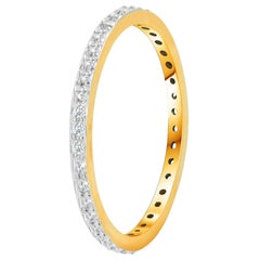 Fede nuziale in oro 14k con diamante Micro Pave Full Eternity Band Anello con diamante