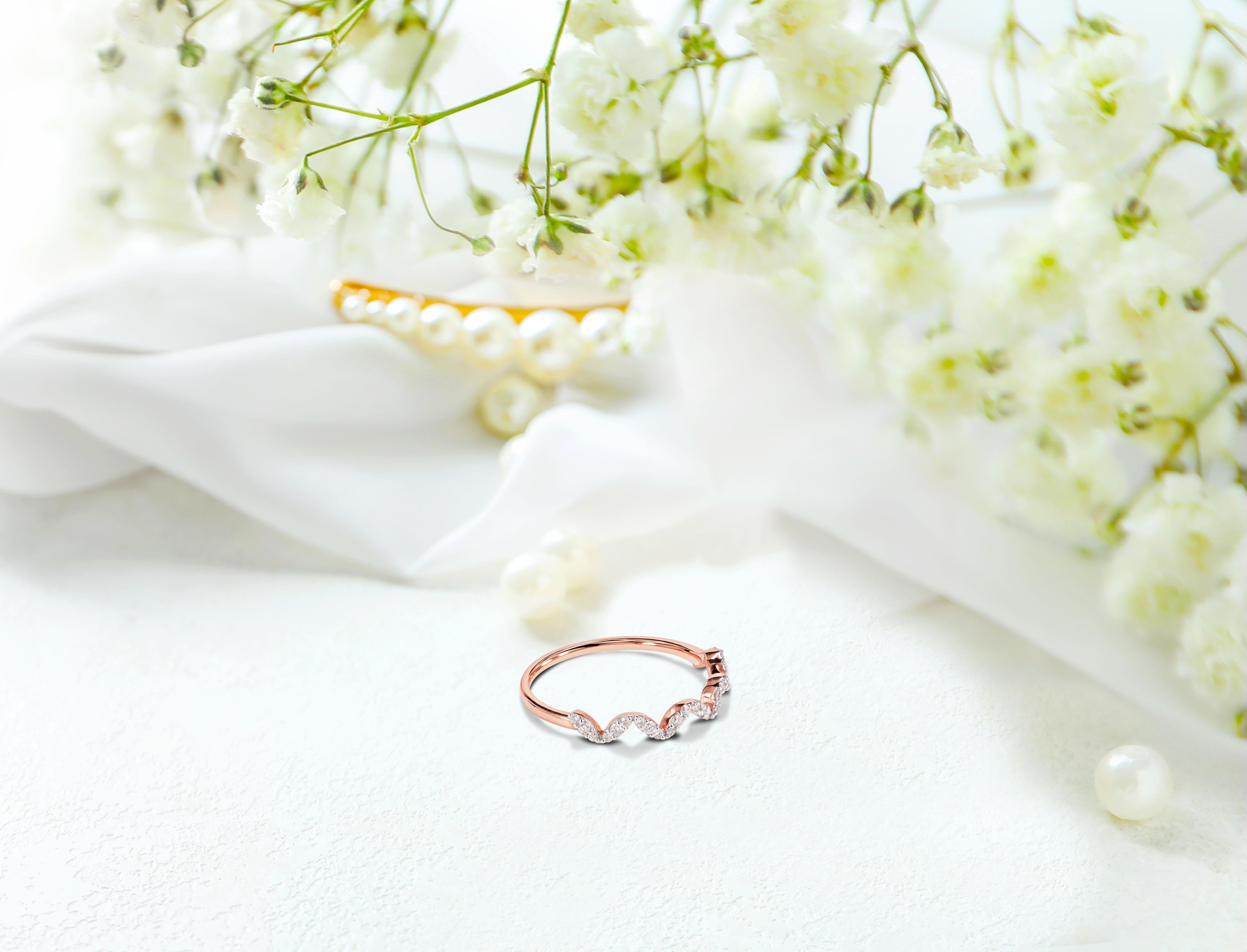 For Sale:  14k Gold Diamond Wedding Band Ring Half Eternity Ring Engagement Ring 11
