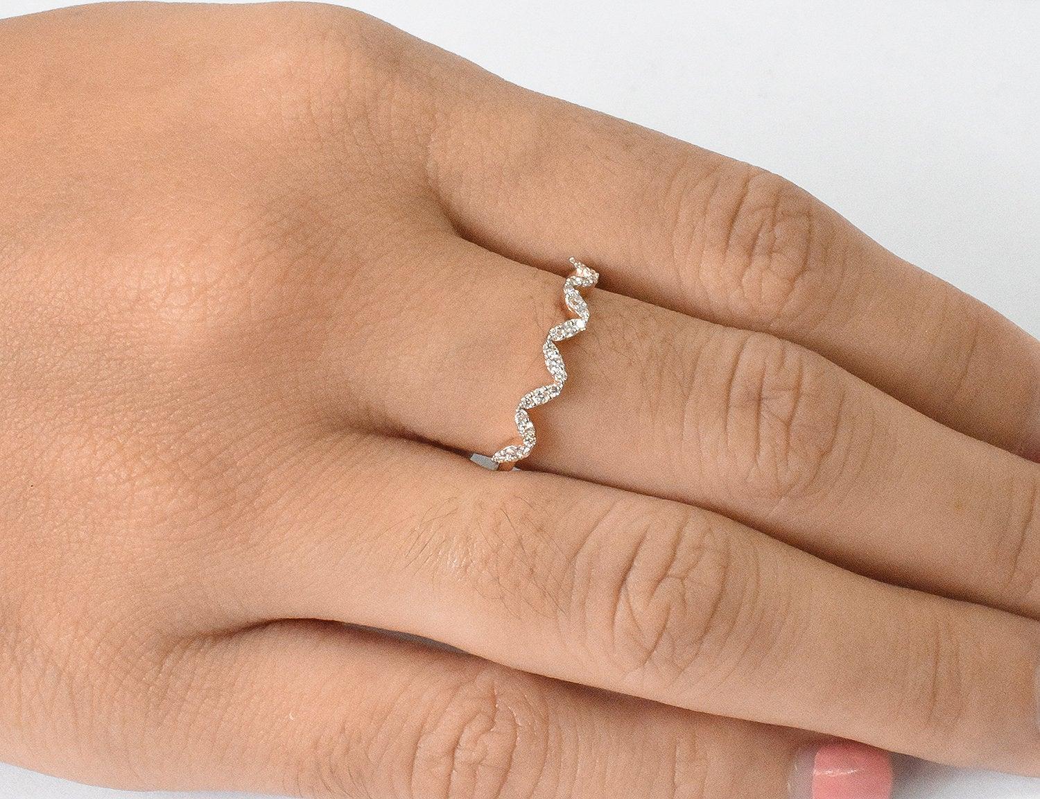 For Sale:  14k Gold Diamond Wedding Band Ring Half Eternity Ring Engagement Ring 8