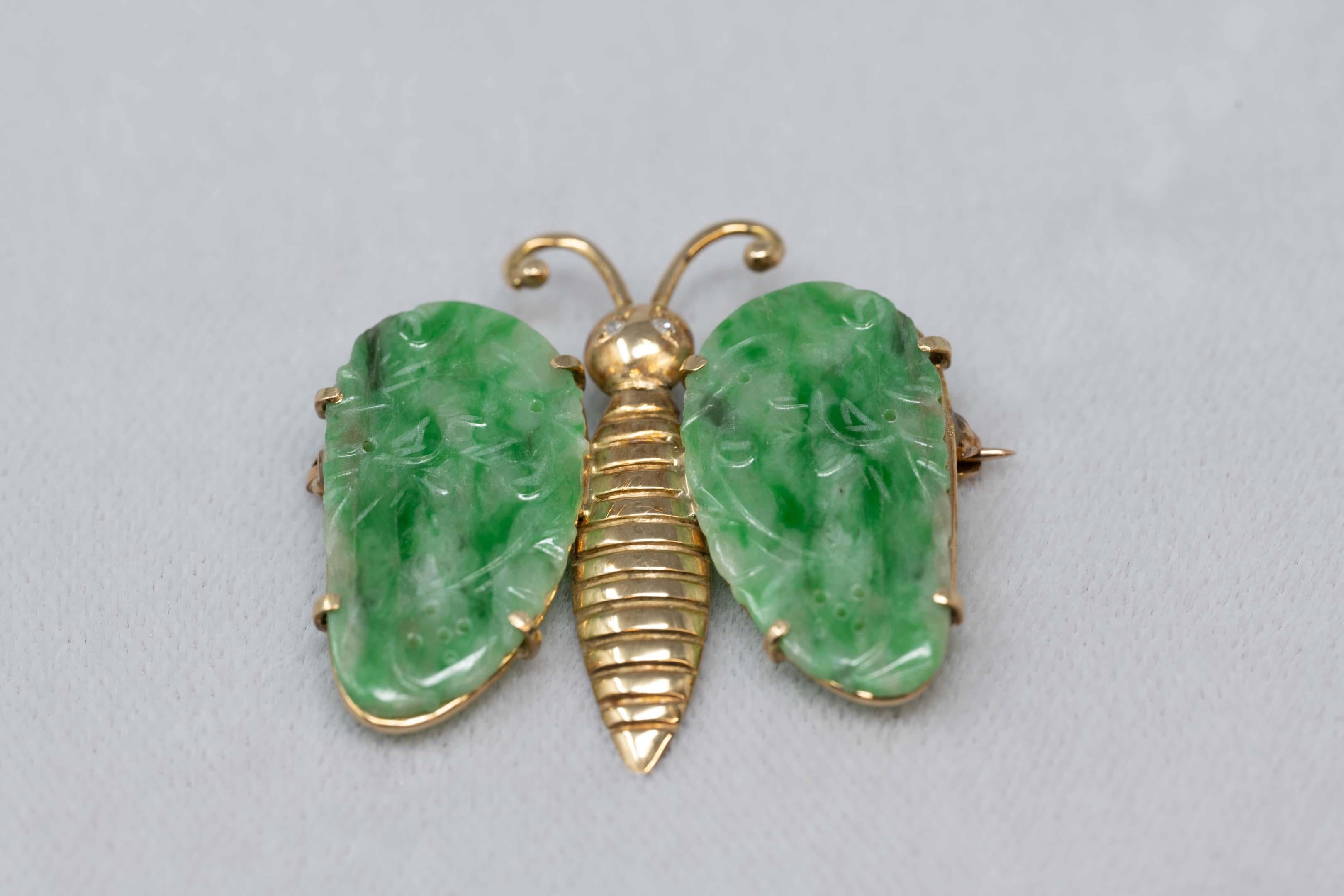 vintage jade brooch
