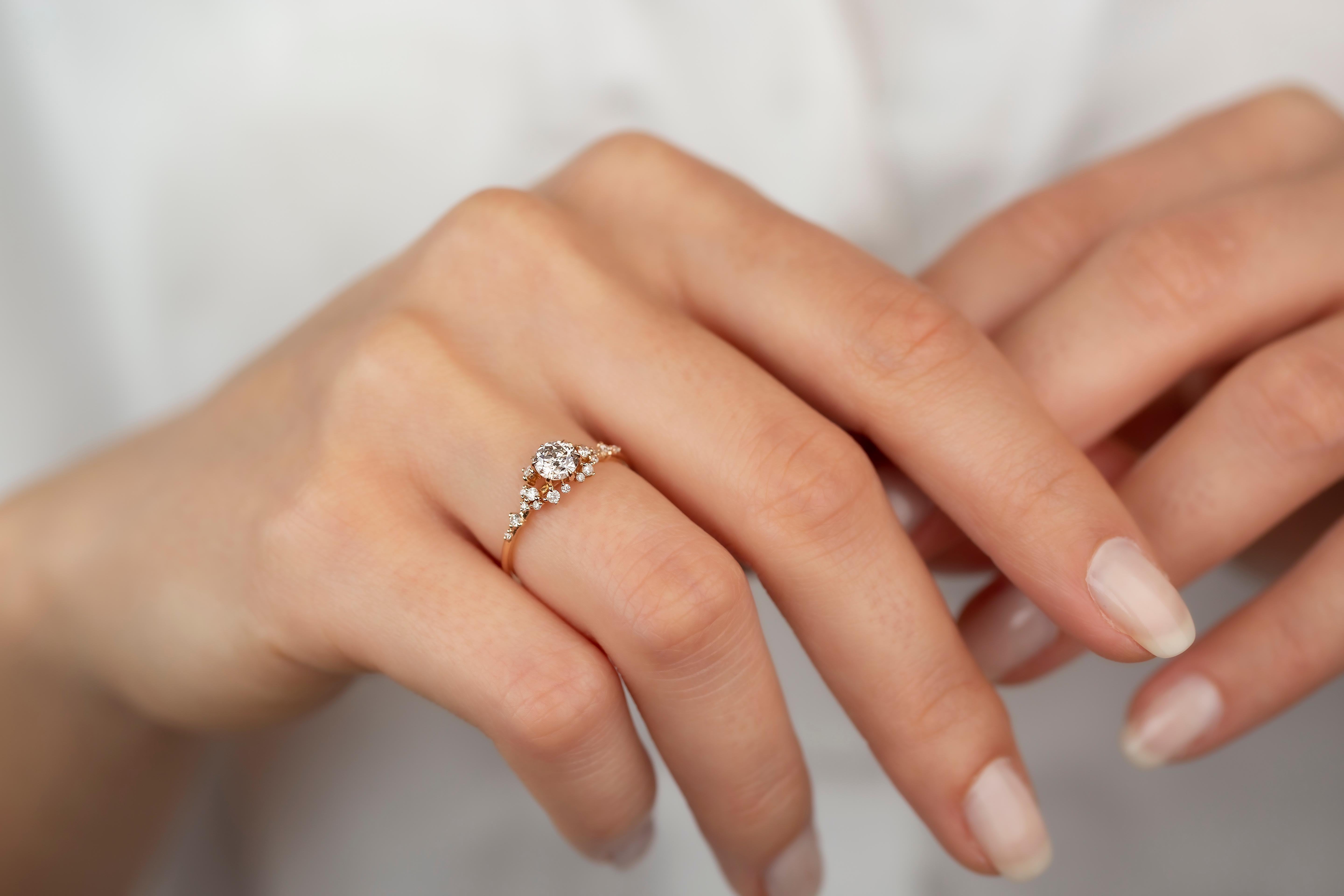 For Sale:  14K Gold Diana Model Solid Diamond Ring 0, 40 ct F/G-SI 4