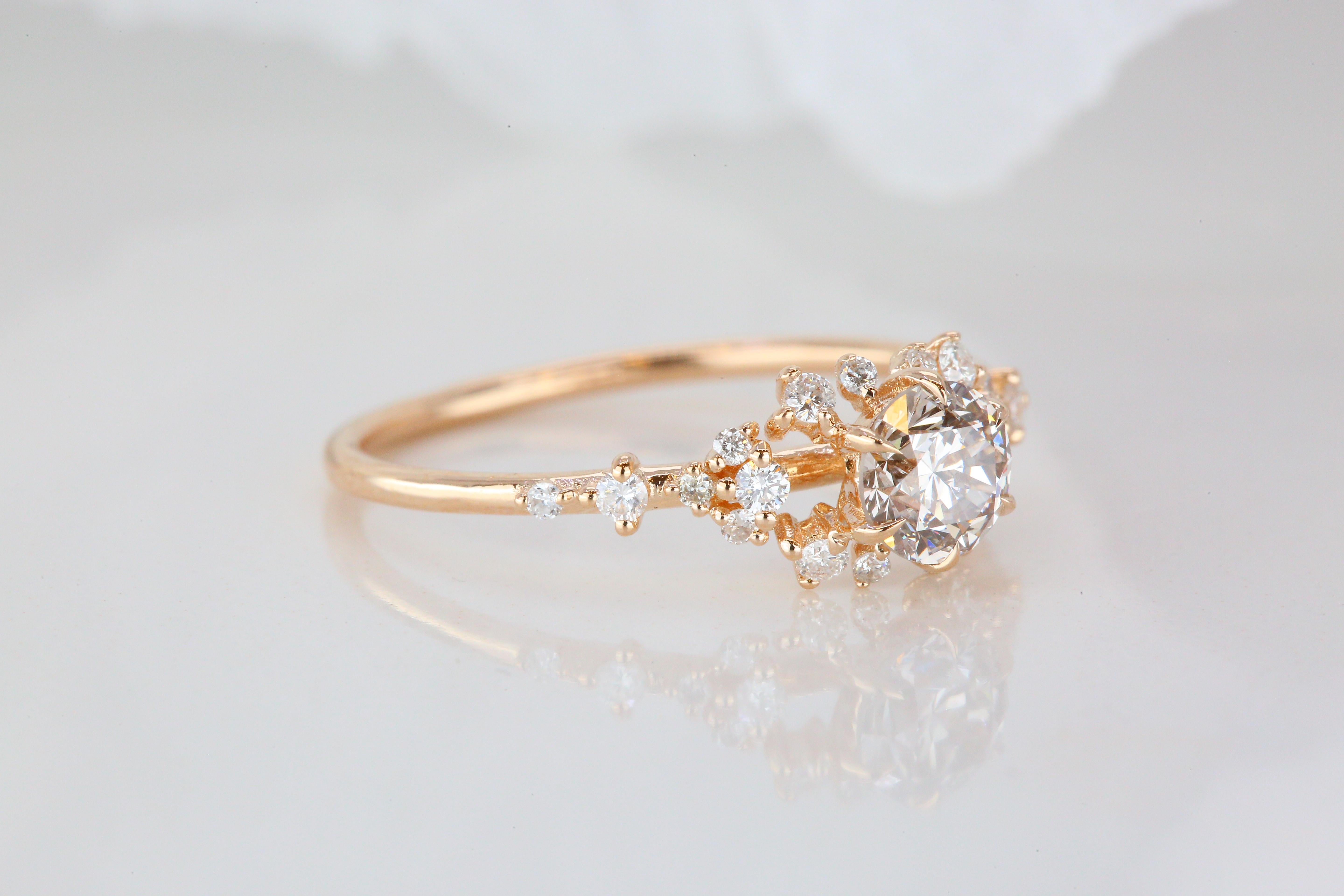 For Sale:  14K Gold Diana Model Solid Diamond Ring 0, 40 ct F/G-SI 5