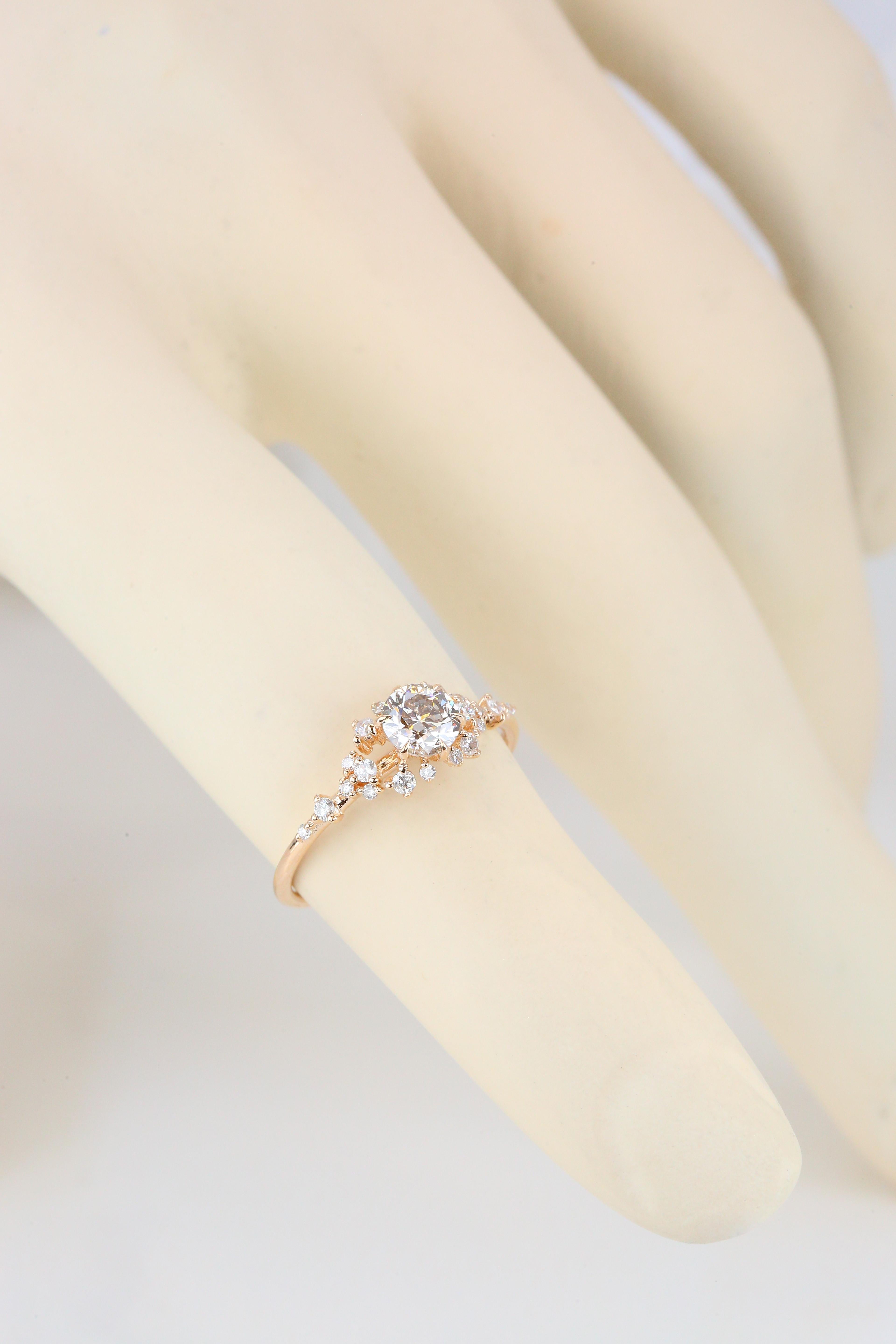 For Sale:  14K Gold Diana Model Solid Diamond Ring 0, 40 ct F/G-SI 7