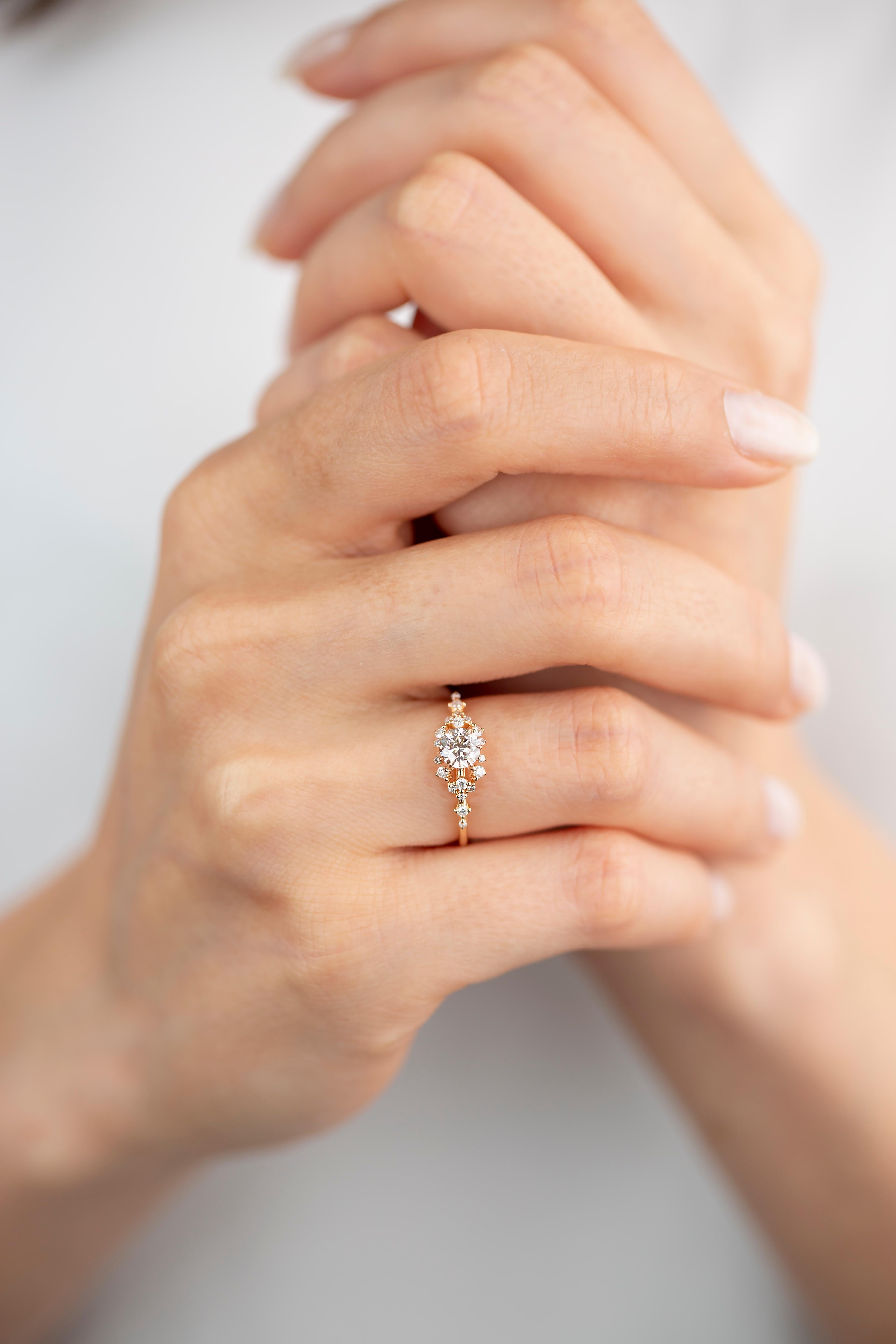 For Sale:  14K Gold Diana Model Solid Diamond Ring 0, 40 ct F/G-SI 9