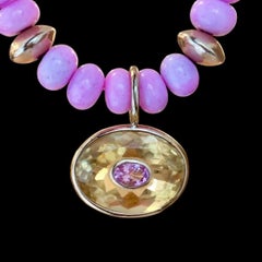 14k Gold DISCO Pendant, with Citrine & Pink Sapphire