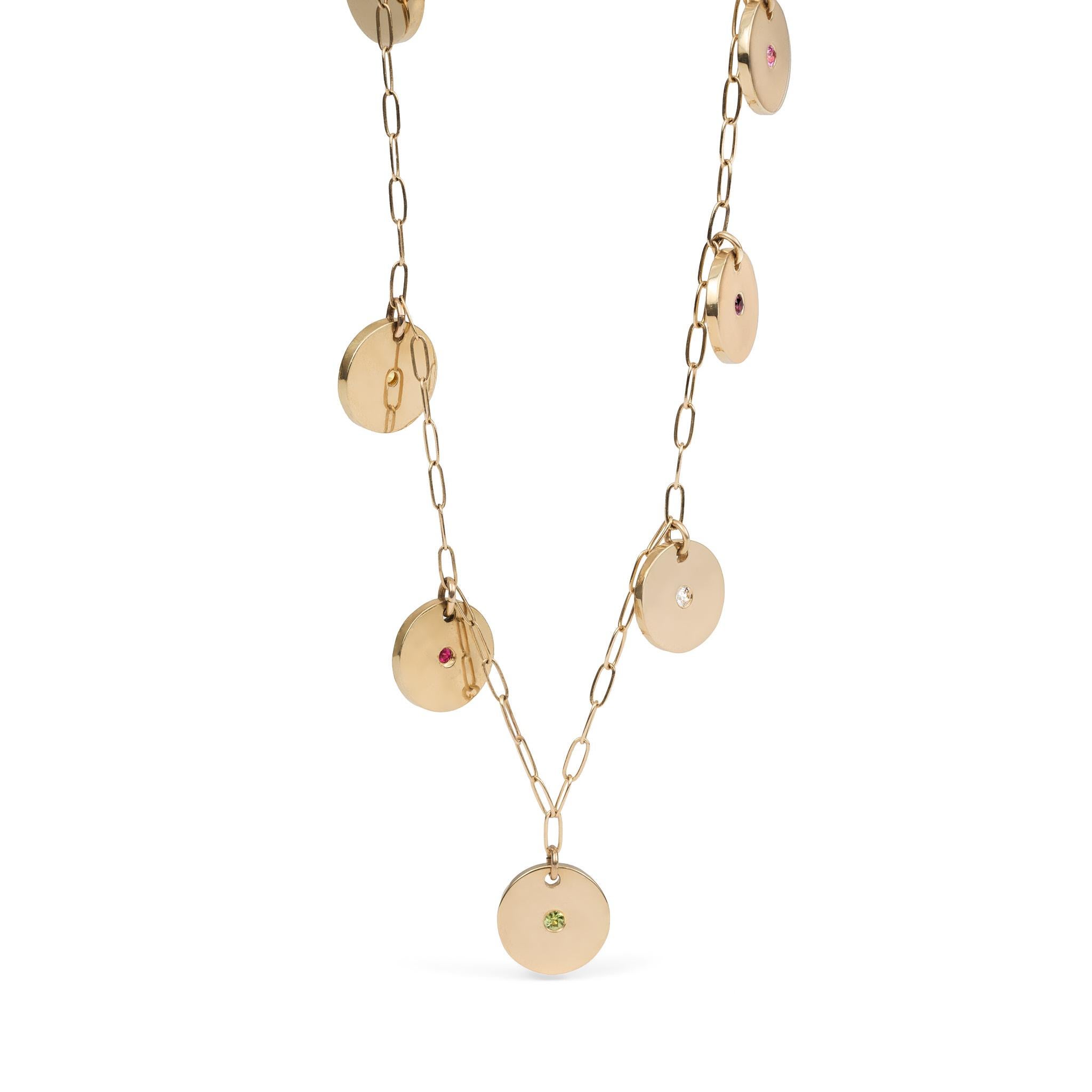 14k Gold Disk Charm Necklace en Nuevo estado para la venta en Missoula, MT