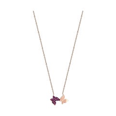 14k Gold Doppel-Schmetterlingshalskette. Weihnachtsgeschenk, Schmetterlingshalskette.