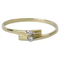 14k Gold Double Diamond Ring Dual Diamond Ring Stacking Ring