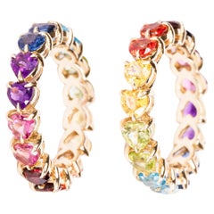 Anillo Arcoiris Doble Piedra Oro 14k