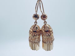 14K Gold Dubai Filigree Jhumka Dangle Earrings
