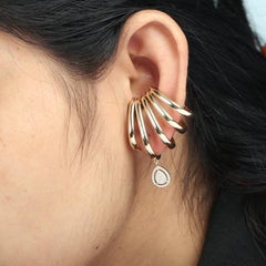 14k Gold Ear Climber Earrings With Diamonds