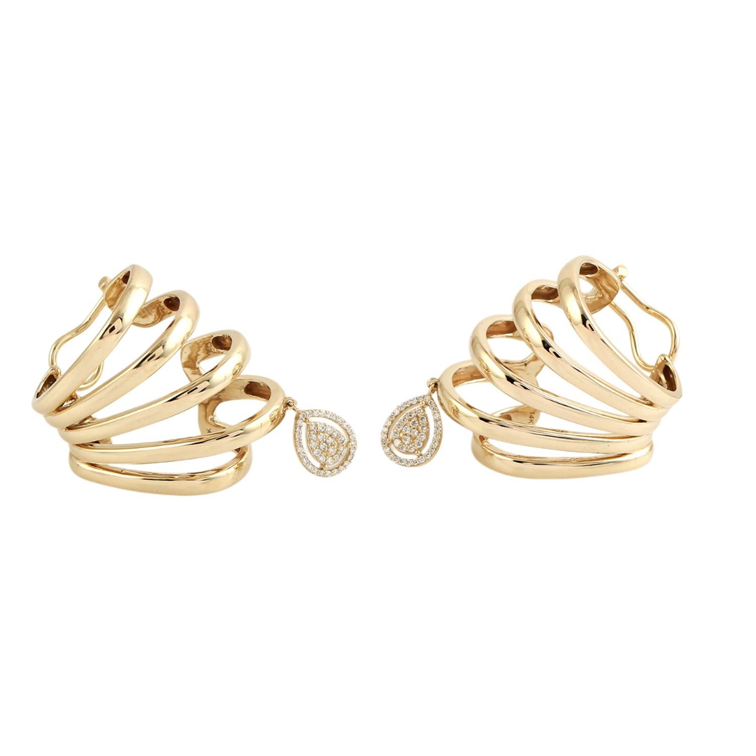 Art Déco Orecchini in oro 14k con diamanti in vendita