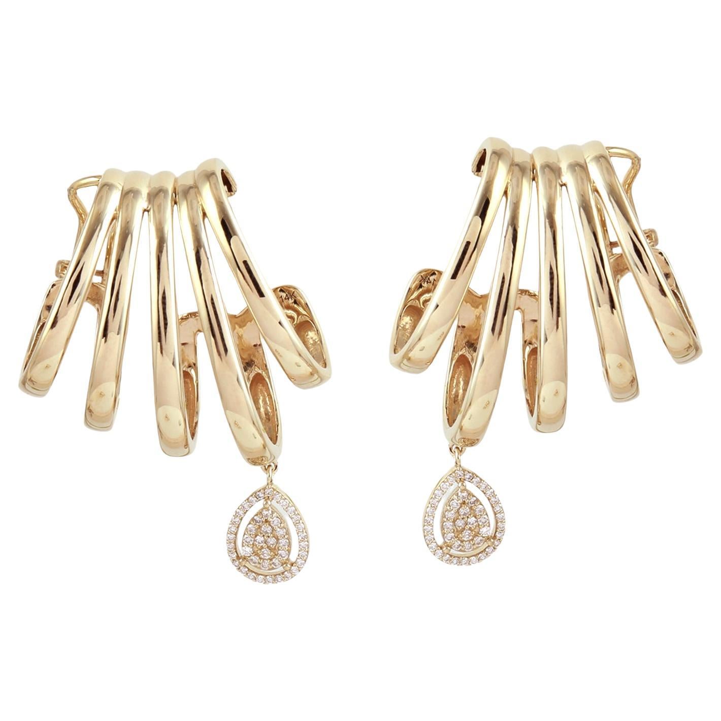 Orecchini in oro 14k con diamanti in vendita