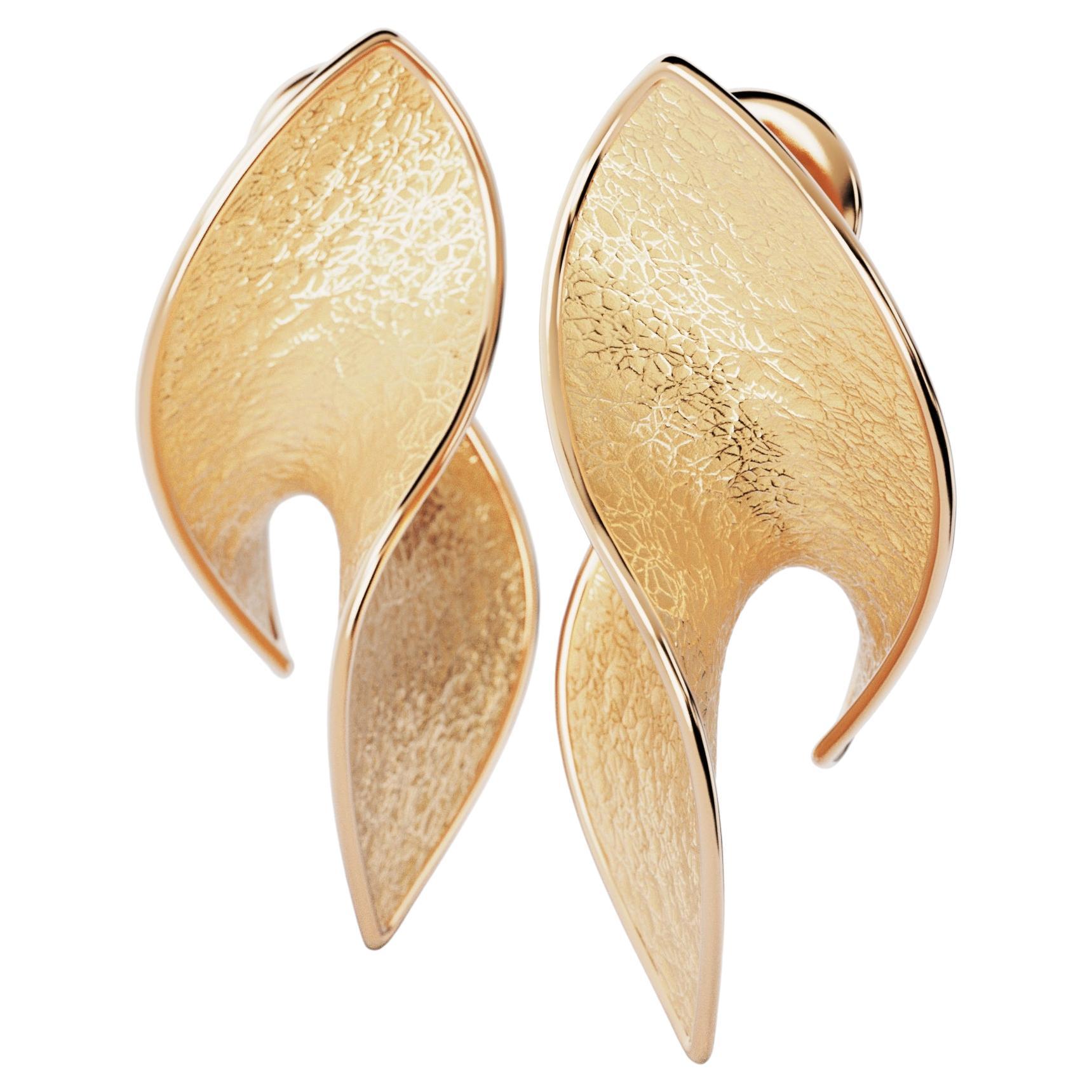 14k Goldohrringe, hergestellt in Italien von Oltremare Gioielli Contemporary Jewelry