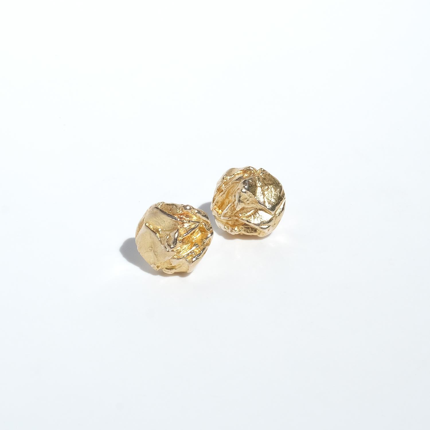 14K Gold Earrings “Nuggets” by Björn Weckström for Lapponia Made 1974 In Good Condition In Stockholm, SE