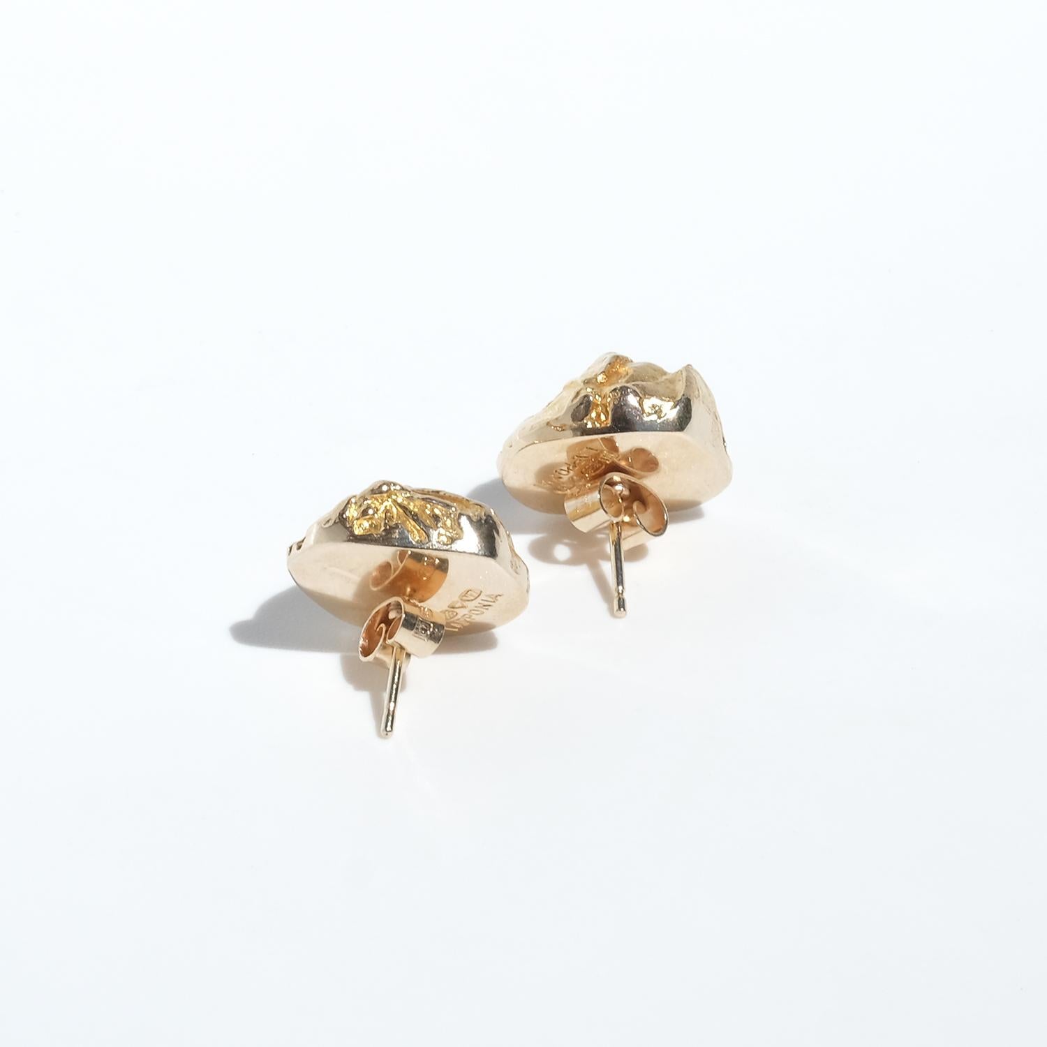 Women's or Men's 14K Gold Earrings “Nuggets” by Björn Weckström for Lapponia Made 1974