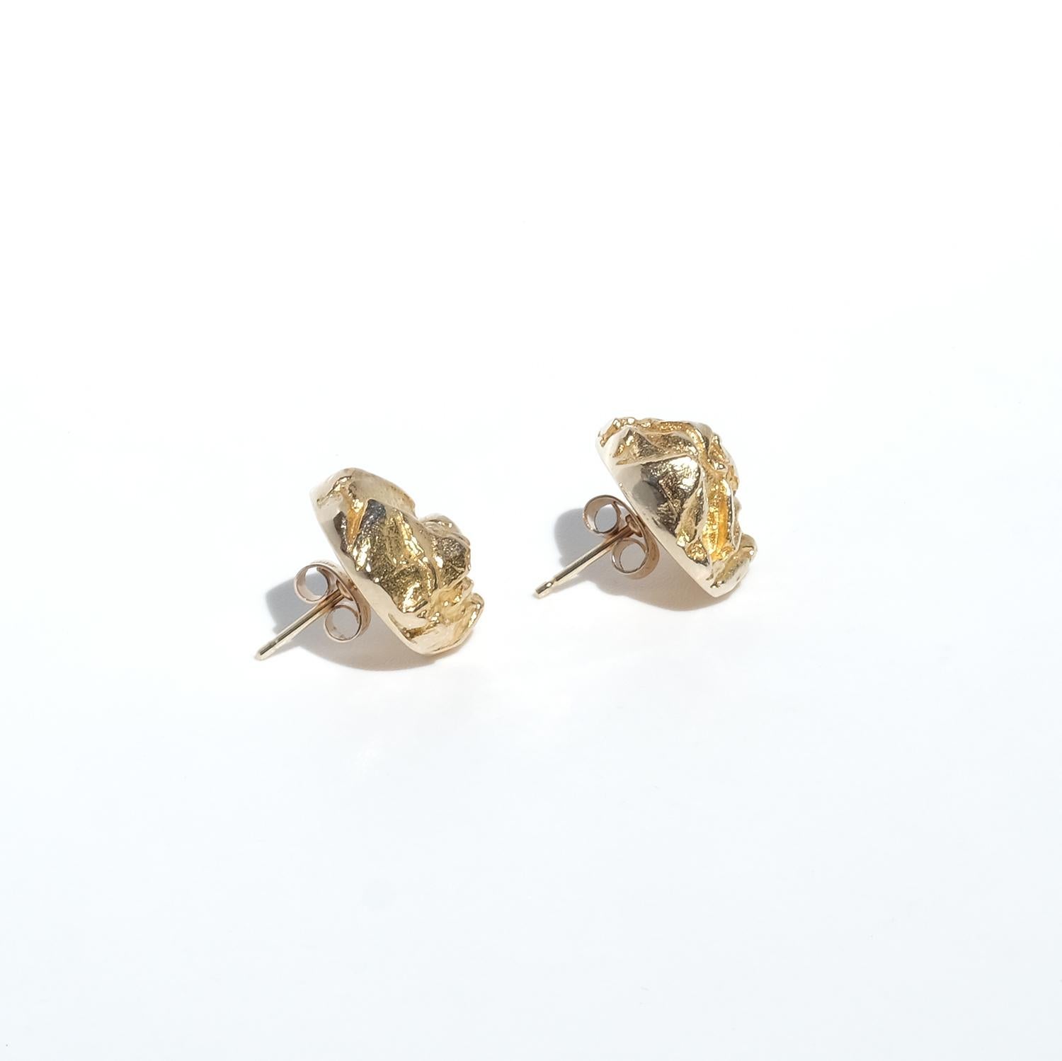 14K Gold Earrings “Nuggets” by Björn Weckström for Lapponia Made 1974 1