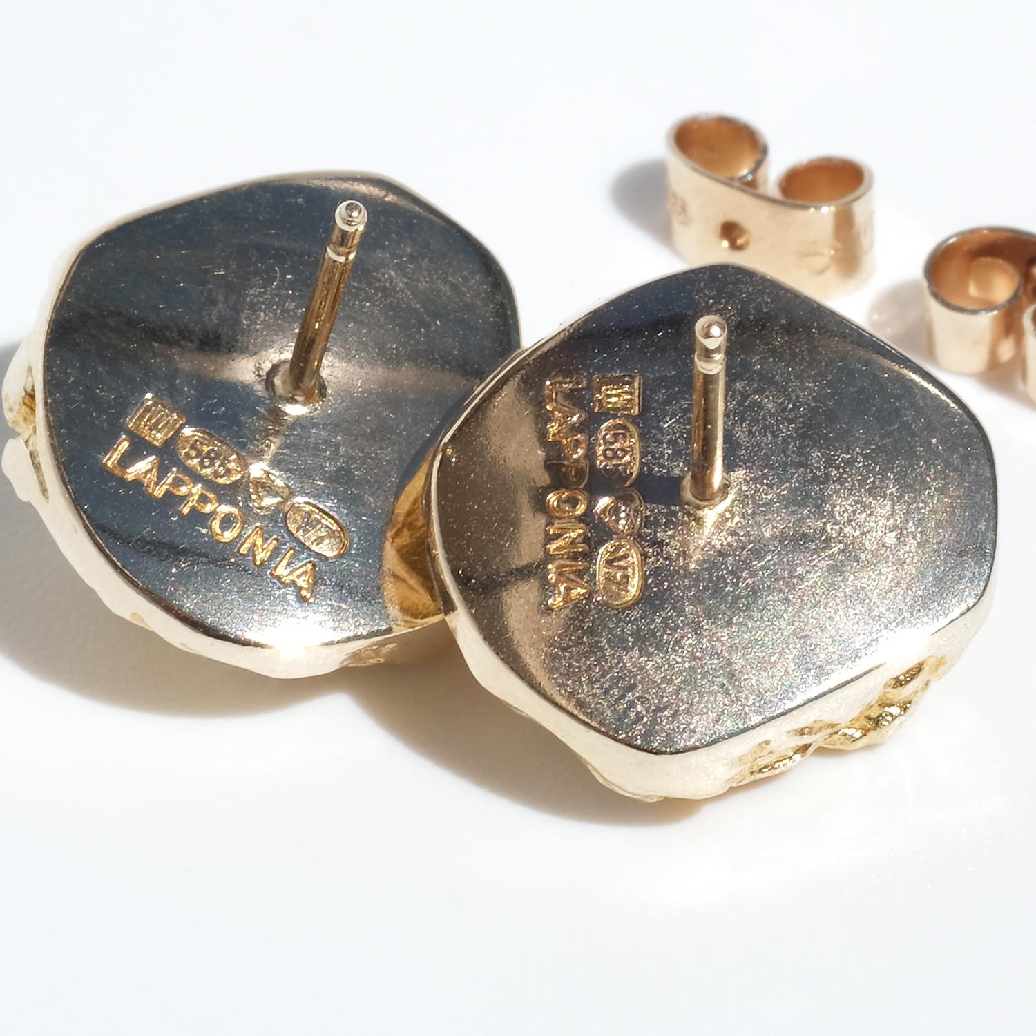 14K Gold Earrings “Nuggets” by Björn Weckström for Lapponia Made 1974 3