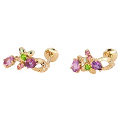 Orecchini con pietre dure in oro 14k