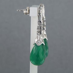 14k gold earrings with chalcedony and single cut diamond total 0.34ct 5.5 grams