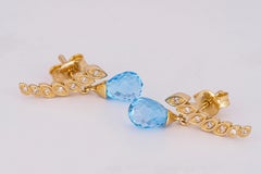 14k Gold Earrings with Topazes Briolettes and Diamonds