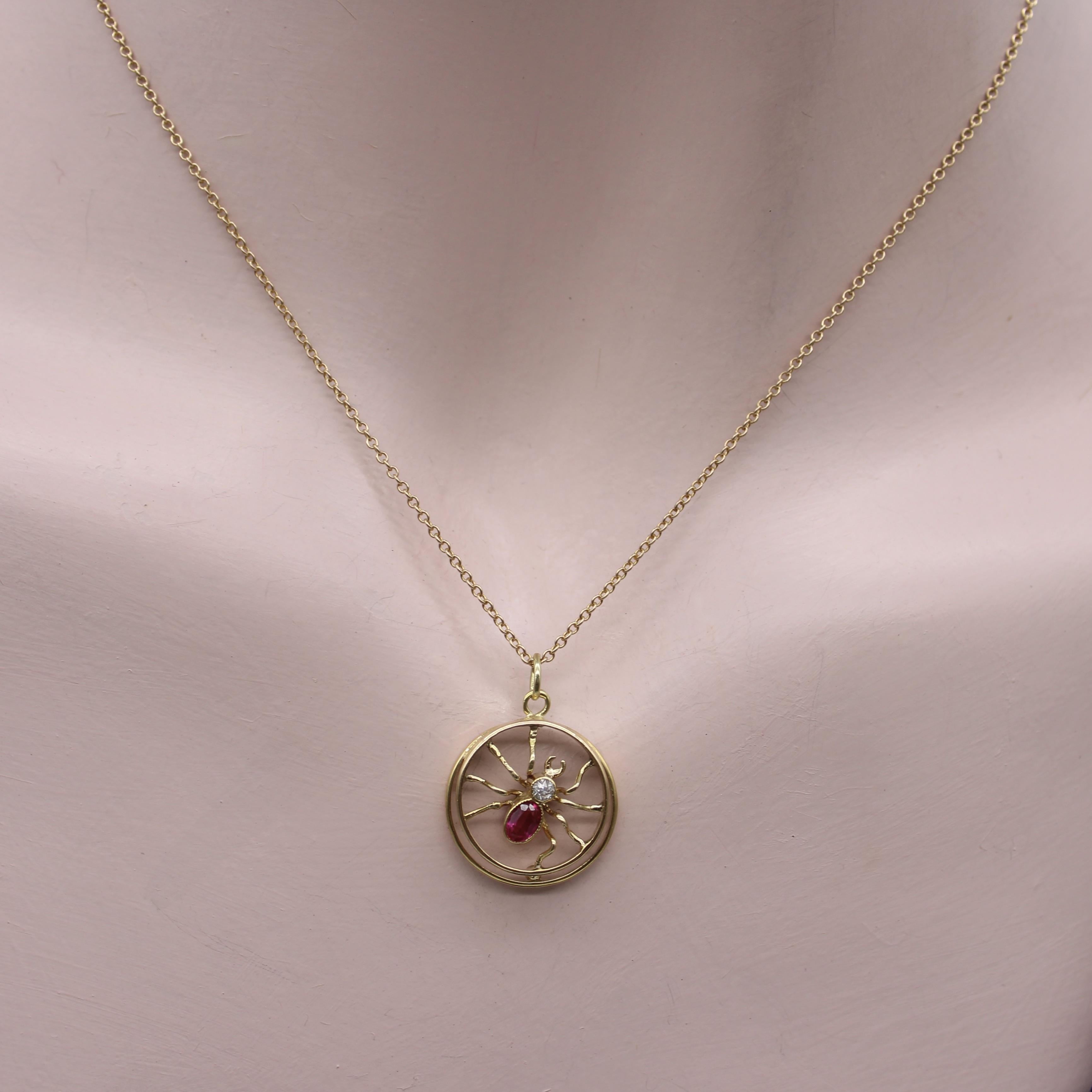 Pendentif araignée édouardien austro-hongrois en or 14 carats en vente 4