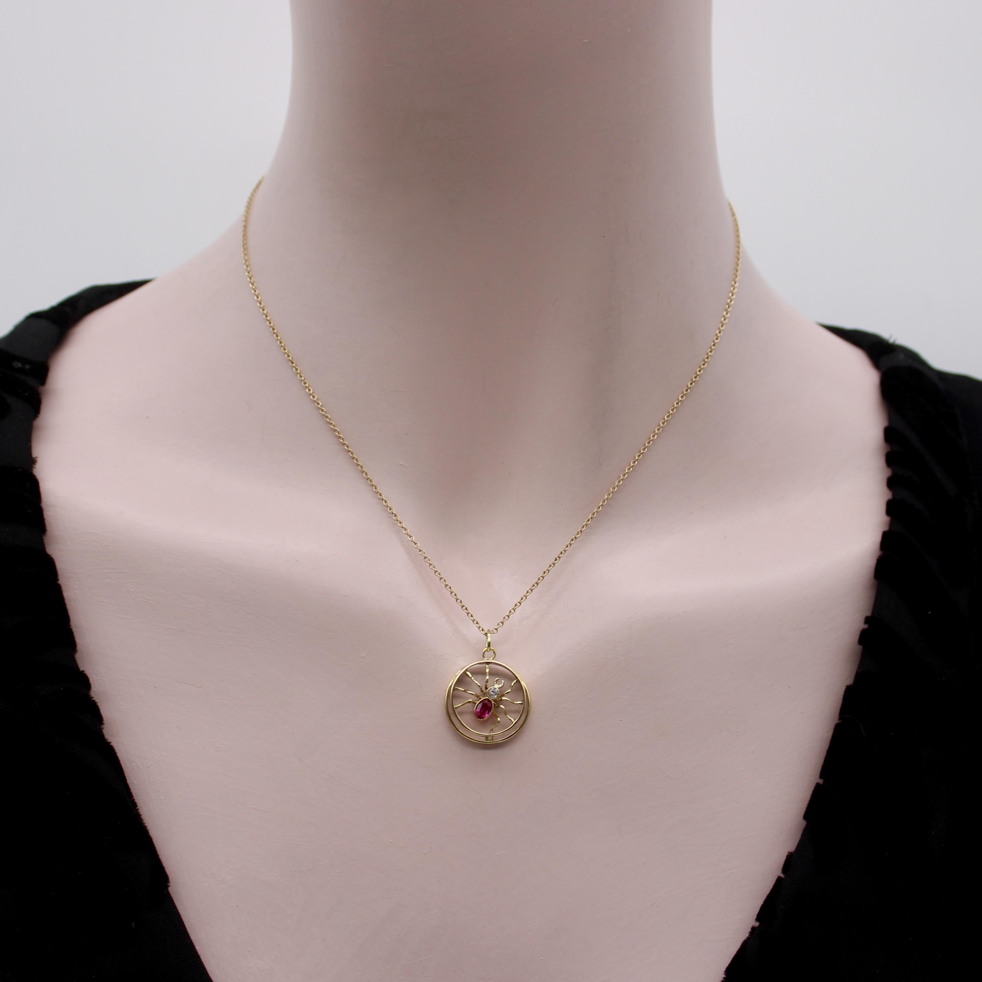 Pendentif araignée édouardien austro-hongrois en or 14 carats en vente 3