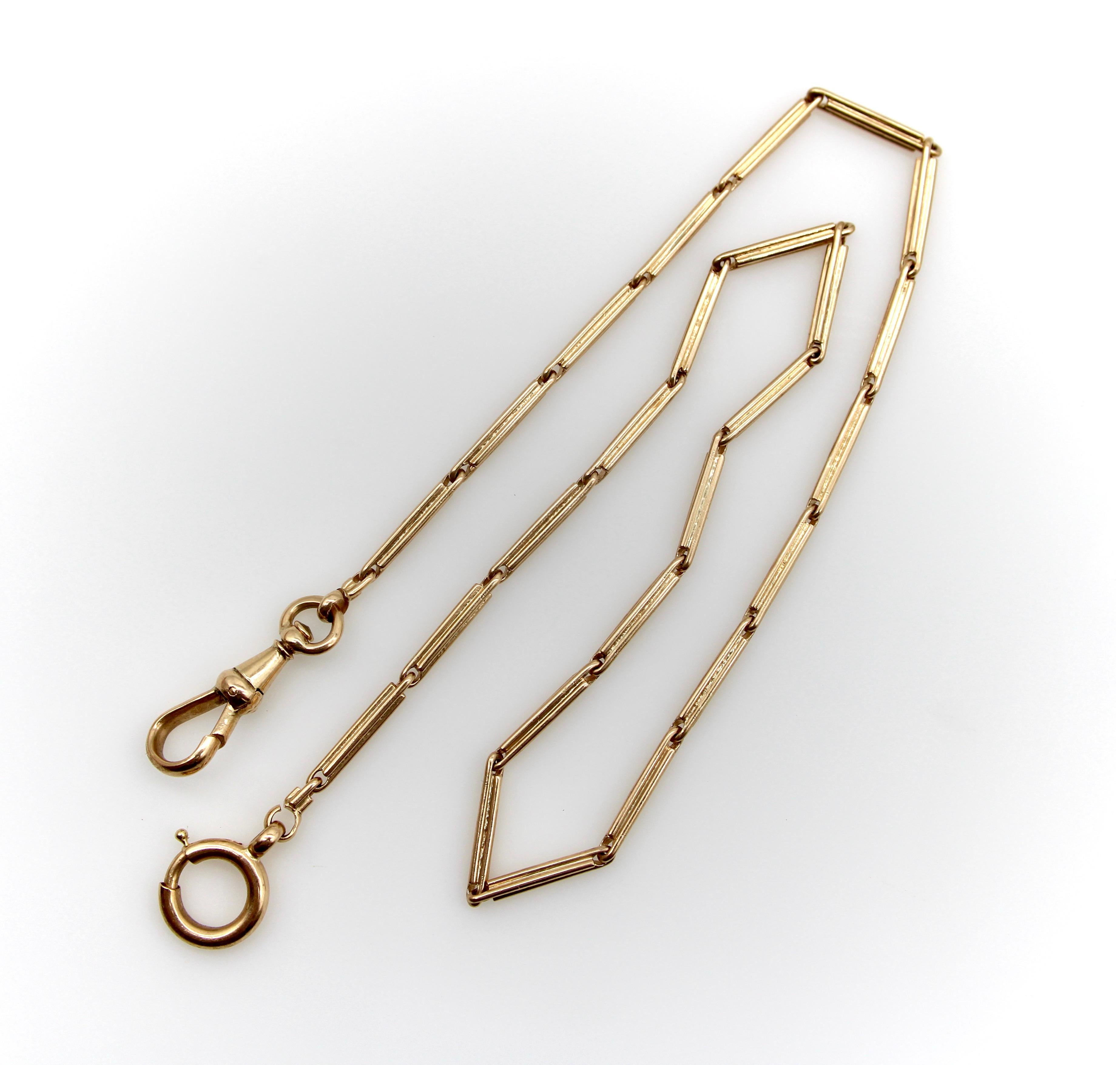 14K Gold Edwardian Austro-Hungarian Watch Chain In Good Condition For Sale In Venice, CA
