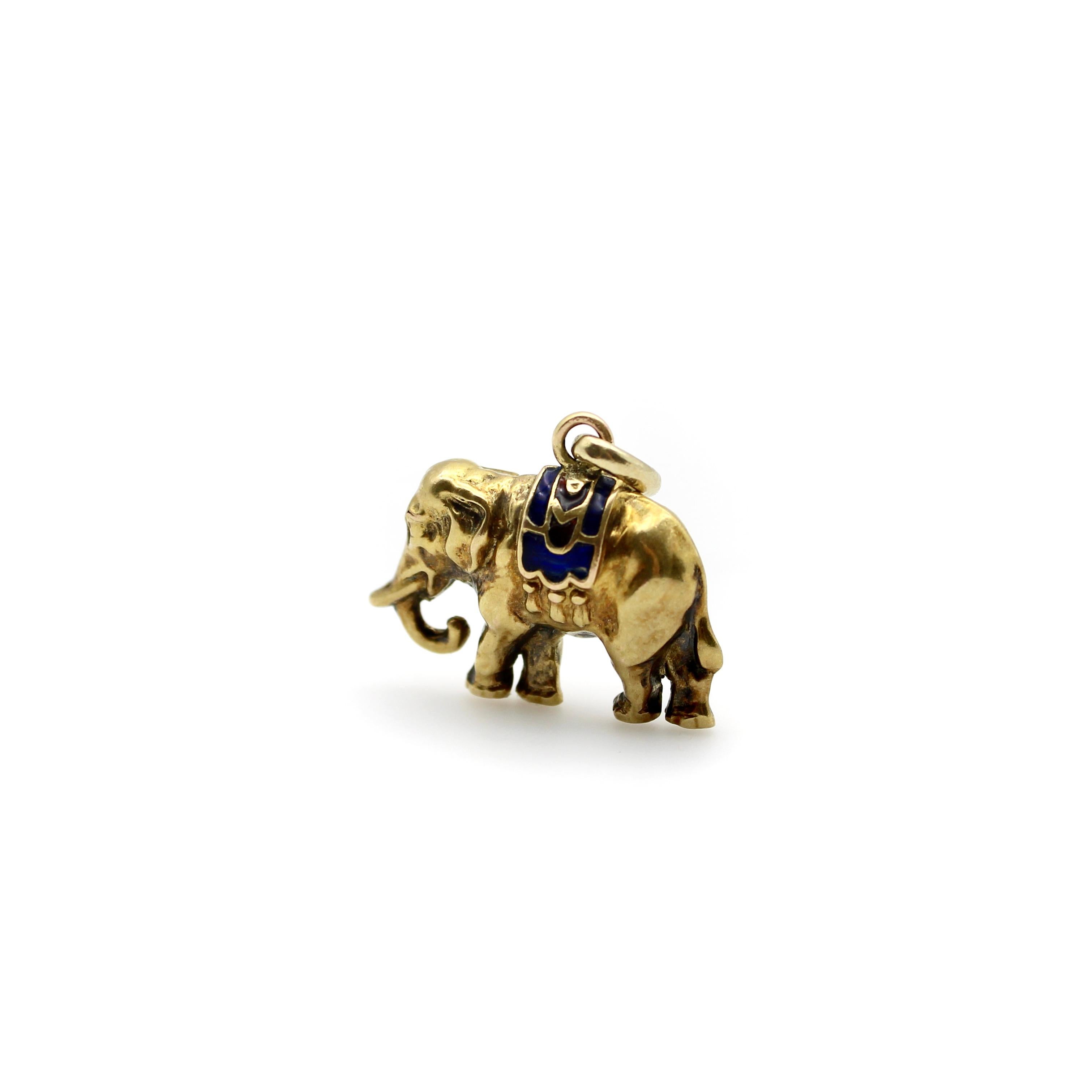 14K Gold Edwardian Elephant Charm In Good Condition In Venice, CA